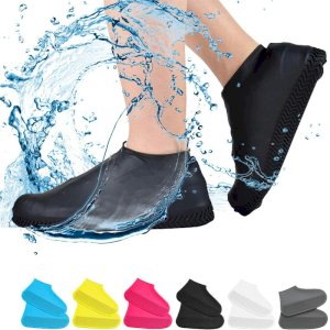 Waterproof Shoe Covers, Non-Slip Water Resistant Overshoes Silicone Rubber Rain Shoe Cover Protectors for Kids, Men, Women